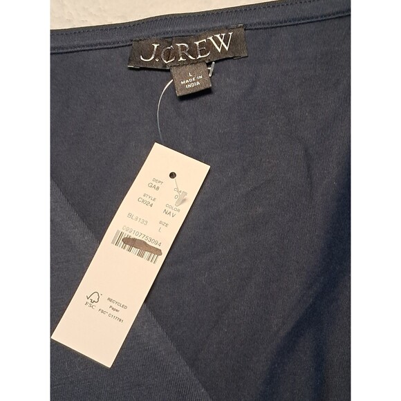 J. Crew Stretch Cotton Blend V-neck Top Navy Blue Sleeveless CI024 Size L NWT - Picture 4 of 8